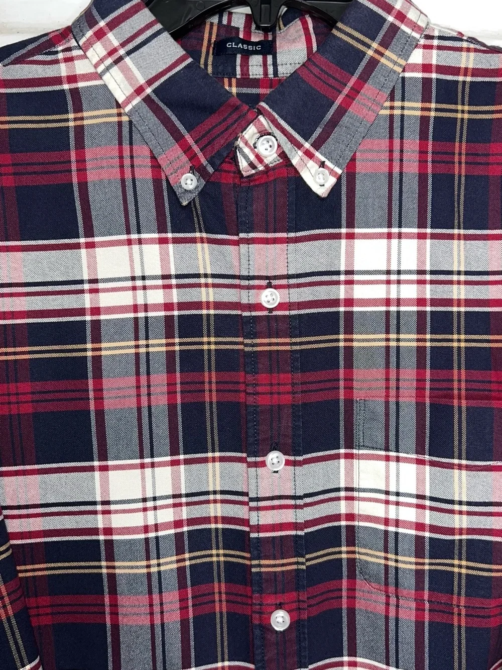 J. Crew Men's Plaid Button-Down Shirt in Burgundy, Black & White